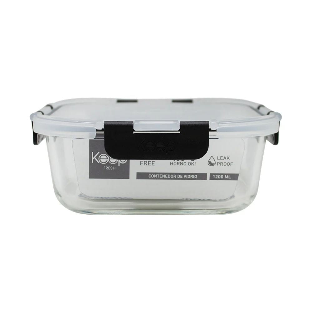 Hermético Cuadrado 1200 ml Glass Keep