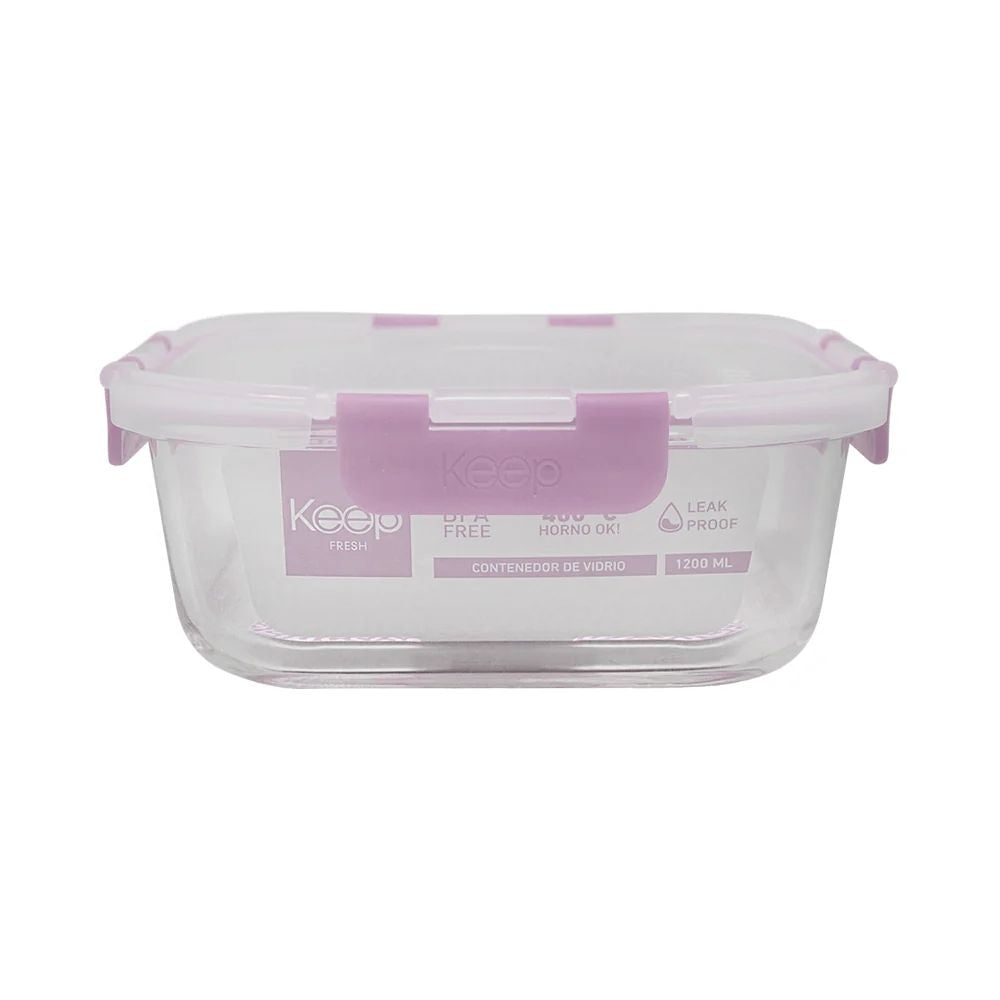 Hermético Cuadrado 1200 ml Glass Keep