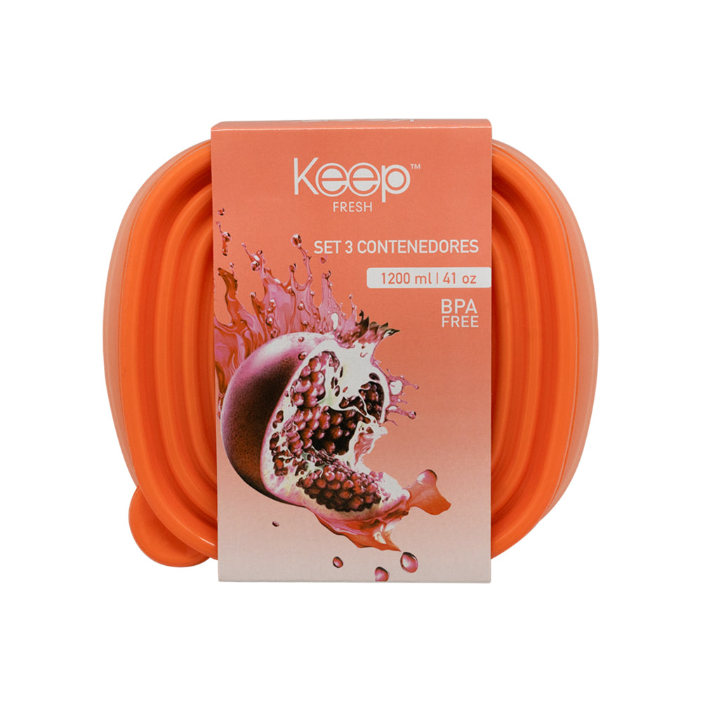 Set 3 Contenedores Apilables 1,2l Keep