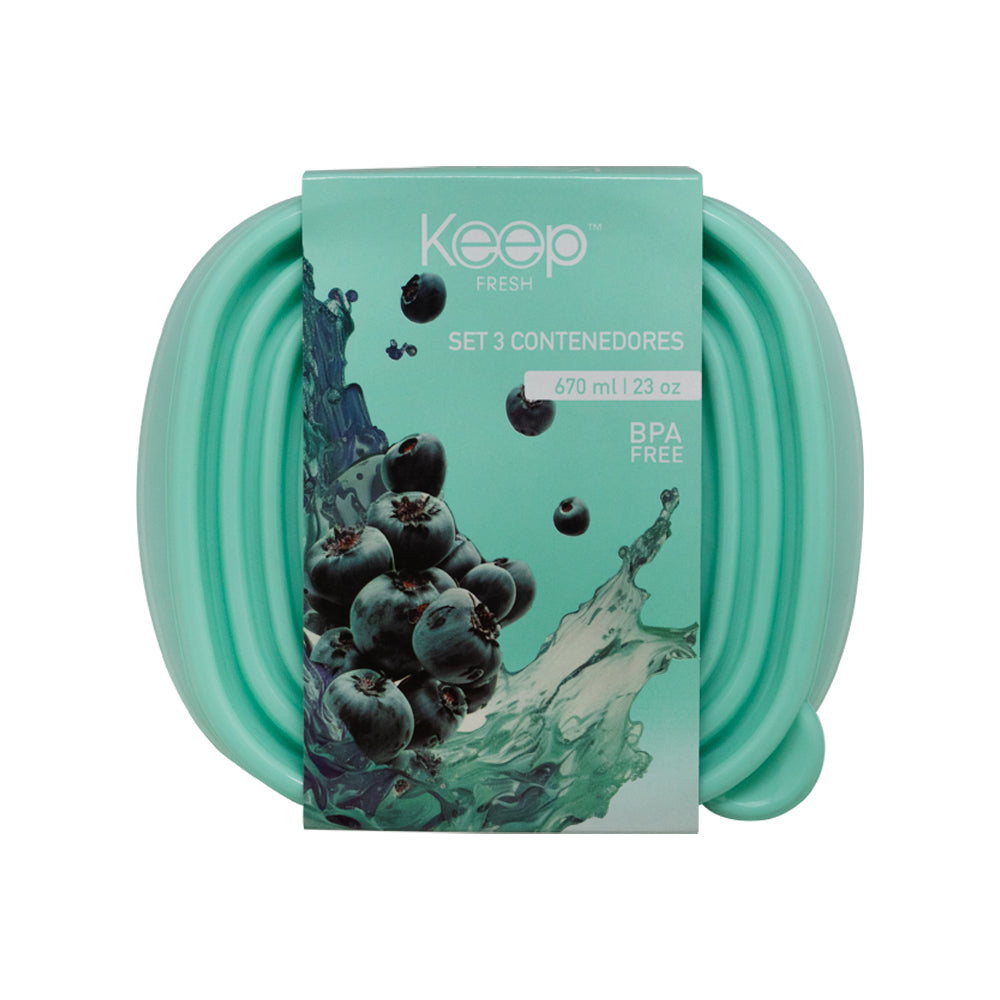 Herméticos Apilables PP 3 Pcs 950 Ml Keep