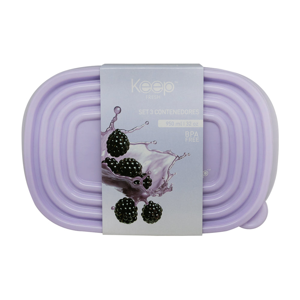 Herméticos Apilables PP 3 Pcs 670 Ml Keep