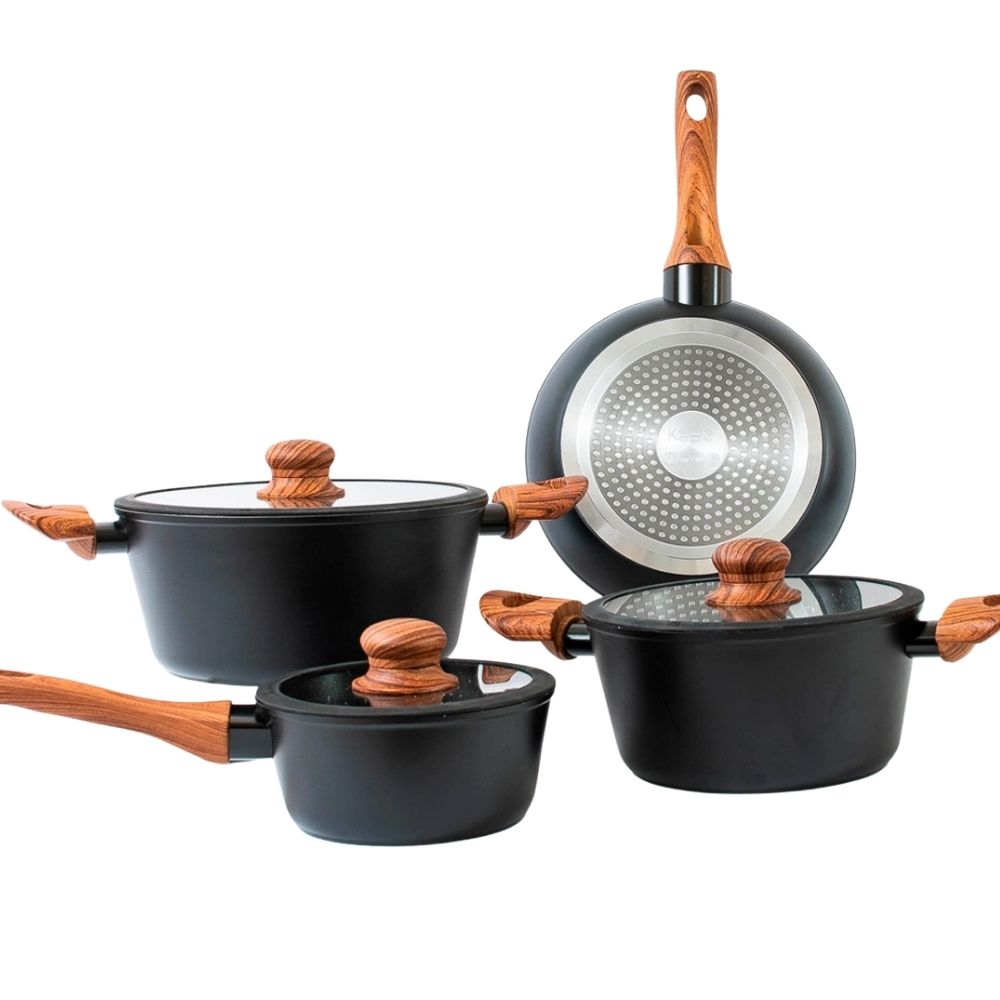 Batería De Cocina 7 Piezas Negro Granite Line keep