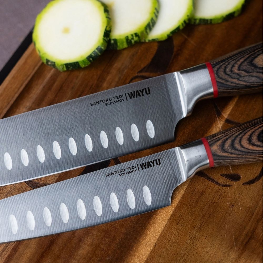 Set 2 Cuchillos Santoku Ring Red Wayu