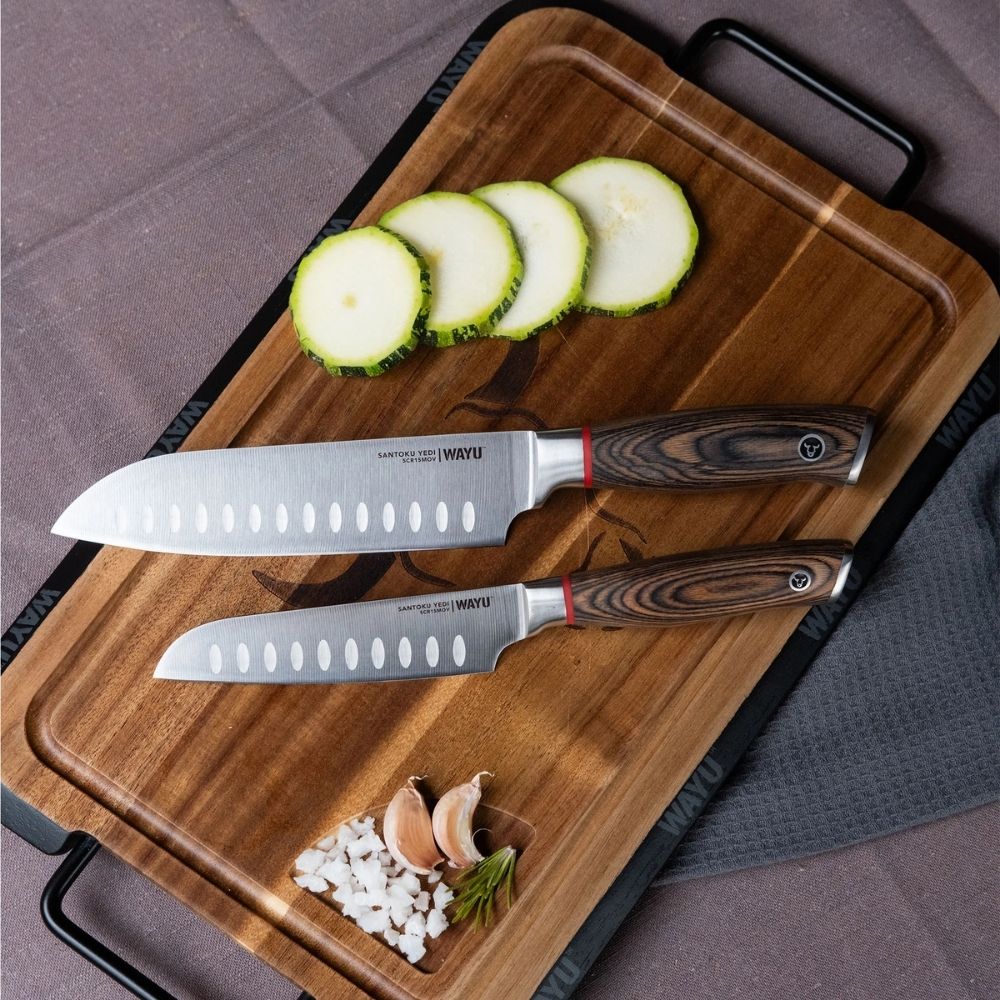 Set 2 Cuchillos Santoku Ring Red Wayu
