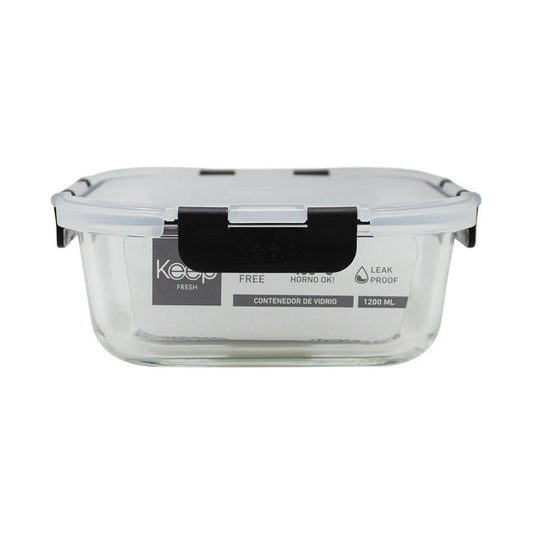 Hermético Cuadrado 1200 ml Glass Keep