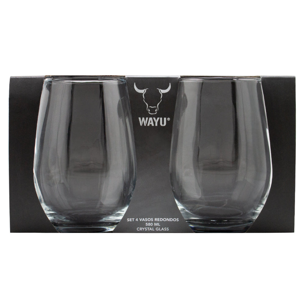 Set 4 Vasos Redondos Vidrio 580 ml Wayu