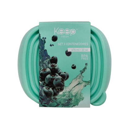 Herméticos Apilables PP 3 Pcs 950 Ml Keep