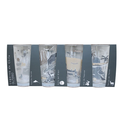 Set 4 Vasos Ciudades De Chile Glasso