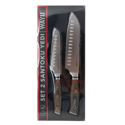 Set 2 Cuchillos Santoku Ring Red Wayu
